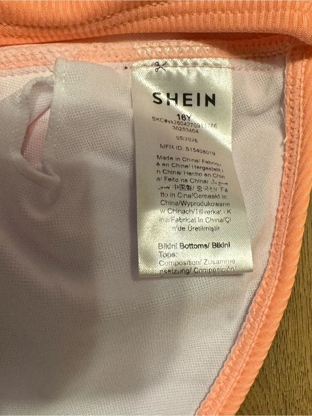 SHEIN Coral Pink Girls Two-Piece Swim Set with Shell Charms